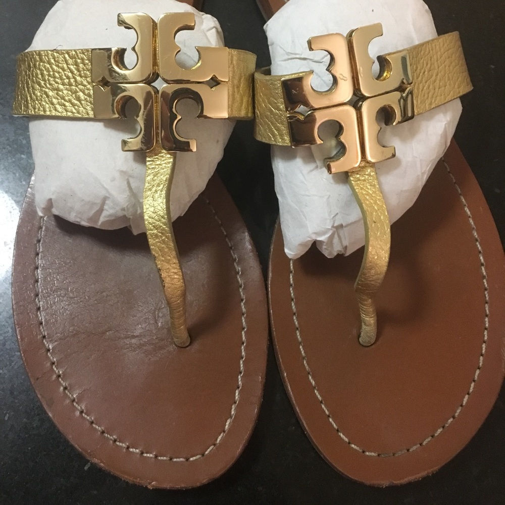 Tory Burch Gold Logo Sandals
